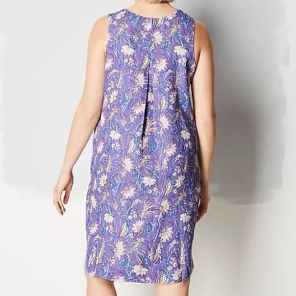 J. Jill Linen Sleeveless Floral Above Knee Dress‎ Pockets Purple Medium Petite - Picture 2 of 10
